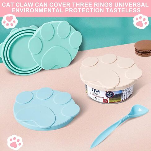 HOMURY Pet Food Can Spoon: 3 Pcs Pet Food Can Covers with 4 Pcs Food Mixing Spoons Silicone Pet Food Can Spoons Food Storage Pet Cat Supplies, Universal Pet Food Can Supplies Set for Dogs Cats in Kuwait