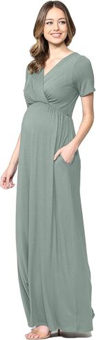 LaClef Women's Maternity Maxi Dress with Side Pocket for Baby Shower or Photography in Saudi Arabia