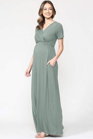 LaClef Women's Maternity Maxi Dress with Side Pocket for Baby Shower or Photography in Saudi Arabia