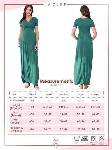 LaClef Women's Maternity Maxi Dress with Side Pocket for Baby Shower or Photography in Saudi Arabia