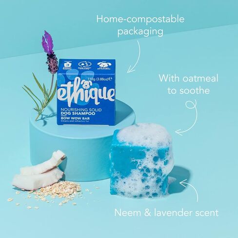ايثيك شامبو مغذي للكلاب من باو واو بار - خال من البلاستيك، نباتي، لم يتم اختباره على الحيوانات، صديق للبيئة، 3.27 اونصة (عبوة من قطعة واحدة) in Kuwait