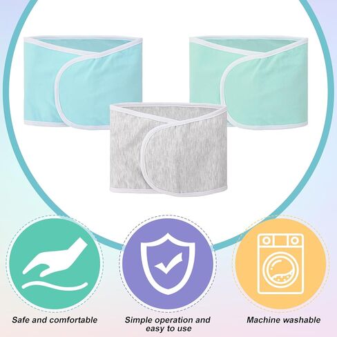 VitalCozy VitalCozy 3 Pcs Newborn Snuggle Strap Baby Swaddle Band Adjustable Arms Safe Baby Belly Band Baby Transitional Sack for Newborn Baby Boys Girls (Light Green, Light Blue, Light Gray) in Kuwait