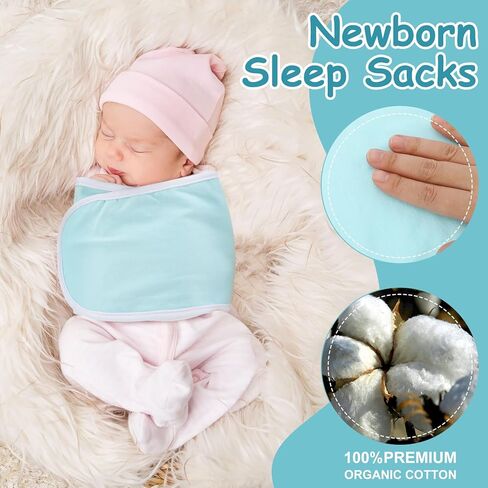 VitalCozy VitalCozy 3 Pcs Newborn Snuggle Strap Baby Swaddle Band Adjustable Arms Safe Baby Belly Band Baby Transitional Sack for Newborn Baby Boys Girls (Light Green, Light Blue, Light Gray) in Kuwait