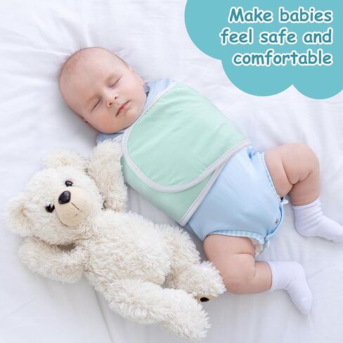 VitalCozy VitalCozy 3 Pcs Newborn Snuggle Strap Baby Swaddle Band Adjustable Arms Safe Baby Belly Band Baby Transitional Sack for Newborn Baby Boys Girls (Light Green, Light Blue, Light Gray) in Kuwait