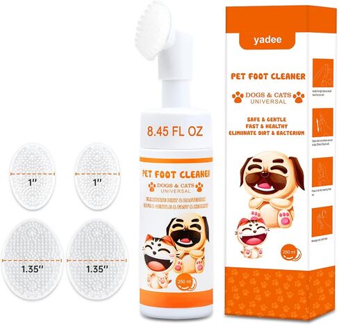 منظف مخالب الكلاب، شامبو بدون ماء لتنظيف اقدام القطط مع فرشاة سيليكون، رغوة غسيل مخالب الجراء للكلاب الصغيرة والكبيرة، سهلة وسريعة التنظيف للحيوانات الاليفة، 250 مل / 8.45 اونصة سائلة in Kuwait