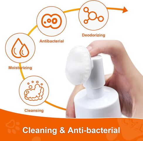 منظف مخالب الكلاب، شامبو بدون ماء لتنظيف اقدام القطط مع فرشاة سيليكون، رغوة غسيل مخالب الجراء للكلاب الصغيرة والكبيرة، سهلة وسريعة التنظيف للحيوانات الاليفة، 250 مل / 8.45 اونصة سائلة in Kuwait