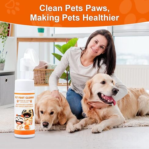 منظف مخالب الكلاب، شامبو بدون ماء لتنظيف اقدام القطط مع فرشاة سيليكون، رغوة غسيل مخالب الجراء للكلاب الصغيرة والكبيرة، سهلة وسريعة التنظيف للحيوانات الاليفة، 250 مل / 8.45 اونصة سائلة in Kuwait