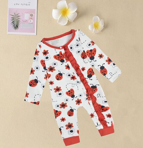 EuquixZeph ملابس طفلة طويلة الأكمام نيسيي للطفل فتاة كشكش الرضع فتاة ملابس طفلة وتتسابق عقال وقبعة in Kuwait