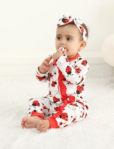 EuquixZeph ملابس طفلة طويلة الأكمام نيسيي للطفل فتاة كشكش الرضع فتاة ملابس طفلة وتتسابق عقال وقبعة in Kuwait