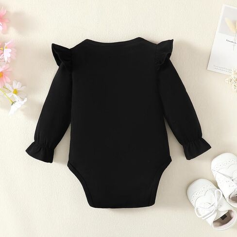 ZFZDRen ملابس الأطفال الرضع البنات بلون واحد رومبير ذات أكمام مكشكشة بدلة للأطفال الصغار بأكمام طويلة ملابس شتوية in Kuwait