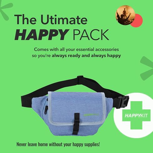 مجموعة هابي كيت هابي باك، مع ملحقات، حقيبة السفر المثالية، حقيبة فاني مقاومة للرائحة والماء مع بطانة، رمادي in Kuwait