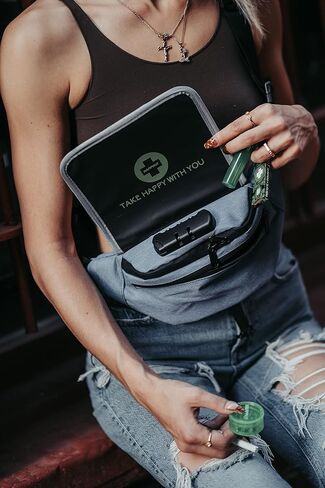 مجموعة هابي كيت هابي باك، مع ملحقات، حقيبة السفر المثالية، حقيبة فاني مقاومة للرائحة والماء مع بطانة، رمادي in Kuwait