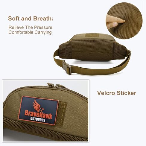 BraveHawk OUTDOORS Tactical Waist Bag, Nylon Oxford Utility Multipurpose EDC Crossbody Sling Pack Chest Daypack in Kuwait