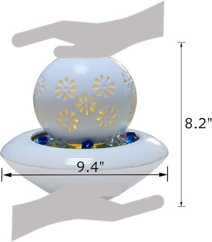 crapelles Tabletop Water Fountain, Indoor Waterfall Fountain, Hollowed-Out Ceramic Ball with Ceramic Pot Romantic Creative Décor, for Home,Office in Kuwait