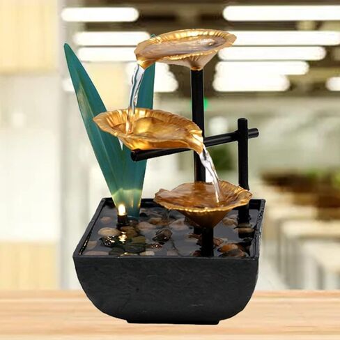 اكسشيلي نافورة سطح المكتب للاسترخاء في الطابق الثالث من الداخل، ديكورات مبتكرة للمكتب المنزلي، نافورة مياه جري، عجلة فينغ شوي، زخارف ترطيب، مضخة اوتوماتيكية مع مفتاح طاقة in Kuwait