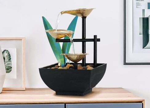 اكسشيلي نافورة سطح المكتب للاسترخاء في الطابق الثالث من الداخل، ديكورات مبتكرة للمكتب المنزلي، نافورة مياه جري، عجلة فينغ شوي، زخارف ترطيب، مضخة اوتوماتيكية مع مفتاح طاقة in Kuwait