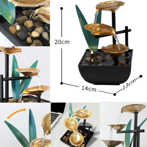 اكسشيلي نافورة سطح المكتب للاسترخاء في الطابق الثالث من الداخل، ديكورات مبتكرة للمكتب المنزلي، نافورة مياه جري، عجلة فينغ شوي، زخارف ترطيب، مضخة اوتوماتيكية مع مفتاح طاقة in Kuwait