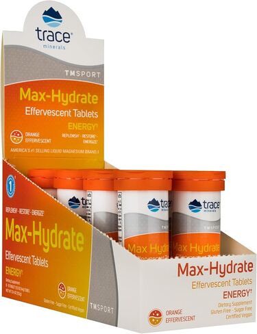 Trace Minerals | Max-Hydrate Endurance | Effervescent Tablets | Energy Support | Replenishes Electrolytes & Helps Avoid Muscle Cramps and Muscle Fatigue | Citrus Flavor | 8 X 10 Tabs in Saudi Arabia