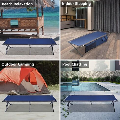سرير تخييم متنقل قابل للطي مقاس 83 بوصة مقاس XL من PORTAL مع جيوب جانبية وحقيبة حمل وجيوب جانبية متضمنة in Kuwait