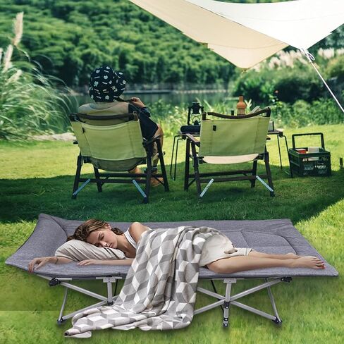 KAKO Camping Cots for Adults, Folding Camping Cot, Portable Cots for Adults, Camping Beds for Adults Heavy Duty 600 Lbs(Max Load) Folding Camp Cot with Carry Bag in Kuwait
