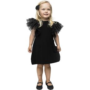 The Tiny Universe Girl Dress Baby Toddler, with Huge Layered Tulle Sleeves Wings - Perfect Party Outfit, Special Occasions