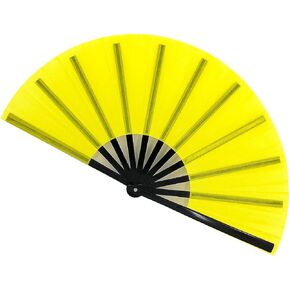 STHUAHE Large Folding Fans Rave Hand Fans Festival Fans for Women Men, Chinese Japanes Hand Held Folding Fan for Music Festival, EDM, Performance, Gifts, Party, Decoration (Green)