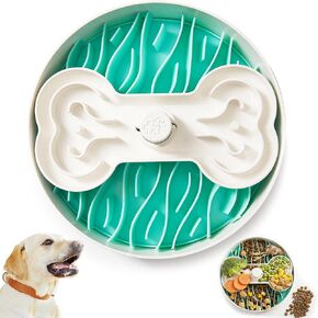 Suhaco 4 in 1 Puzzle Feeder Dog Bowls Slow Feeder Dog Bowls Large Slow Feeding Bowl for Dogs, Dog Puzzle Game Slow Feeder for Dry and Wet Food Dog Food Bowl for Large Dogs, 9.8IN (Blue)