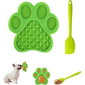 Dog Slow Food mat,Tray | Slow Feeder Dog Bowls | Licking Mat for Dogs with Suction Cups | Dog Peanut Butter Lick Pads with Scraper, Perfect for Bathing, Grooming Useful for Distracting Pets （Green） in Kuwait