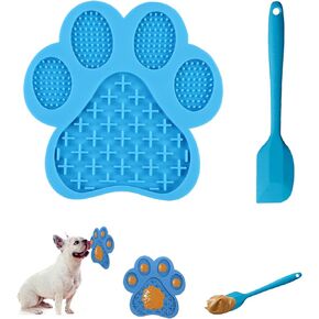 Dog Slow Food mat,Tray | Slow Feeder Dog Bowls | Licking Mat for Dogs with Suction Cups | Dog Peanut Butter Lick Pads with Scraper, Perfect for Bathing, Grooming Useful for Distracting Pets （Blue） in Kuwait