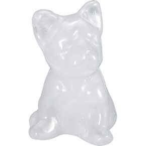 Top Plaza Amethyst Crystal Dog Decor Figurine Natural Crystal French Bulldog Statue Carved Gemstone Puppy Figurines Pocket Polished Statue Gift for Home Carnival Party