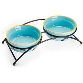 Y YHY Cat Food Dishes, Raised Ceramic Bowls, 12 Ounce Capacity, Reduce Neck Burden, Non-Slip Stand, Dishwasher Safe in Kuwait