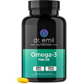 زيت السمك أوميغا 3 من دكتور إميل نيوتريشن - 360 مجم من EPA + 240 مجم من DHA لكل كبسولة هلامية، 60 وجبة in Kuwait