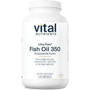 Vital Nutrients - Ultra Pure Fish Oil 350 (Pharmaceutical Grade) - Wild Caught Deep Sea Fish Oil, Cardiovascular Support, Natural Lemon Flavor - 200 Softgels