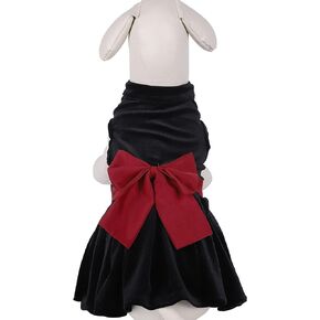 ام اي مور فساتين كلاسيكية منقوشة للكلاب والكلاب والكلاب ملابس شتوية للحيوانات الاليفة من قطعة واحدة جيدة التهوية، فستان للقطط (مقاس S، اسود مخملي) in Kuwait