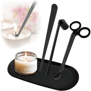 YHOPED All you hoped is here 4 in1 Candle Accessory Set with Storage Tray Plate - Candle Wick Trimmer - Candle Wick Snuffer - Candle Wick Dipper, Black in Saudi Arabia