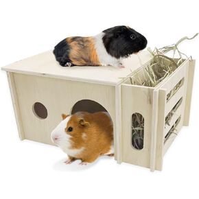 مخبأ خشبي للخنزير الغيني من اسيست مع وحدة تغذية القش، مخبأ للهامستر والشينشيلا للارانب والهامستر in Kuwait