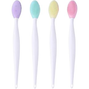 بو بيت بوب فرشاة اسنان للكلاب، مجموعة فرش اسنان لطيفة من السيليكون الناعم بوجهين مع مقبض طويل منحني للعناية باسنان الكلاب (4 قطع بالوان عشوائية) in Kuwait