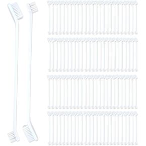 Bawuie 100 Pieces Dog Toothbrush Double Headed Bulk, Pet Long Handle Tooth Brushing Kit Soft Bristles, Pet Tooth Brushes for Small to Large Dogs, Cats, Puppy Teeth Cleaning Dental Oral Care (White) in Kuwait
