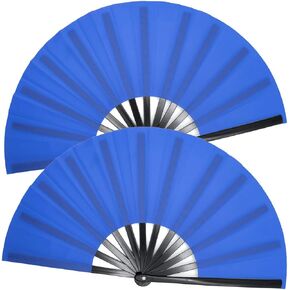 OMyTea Large Rave Clack Folding Hand Fans for Men/Women - Chinese Japanese Kung Fu Tai Chi Handheld Fans - for EDM, Music Festival, Club, Event, Party, Dance, Performance, Decoration (Pink, 2 Packs)