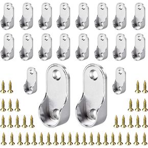 4Pcs Wardrobe Bracket Zinc Alloy Closet Rod Holders 15mm x 30mm Oval Closet Rod End Supports (Single Hole) with Rear Facing 6.5mm Pins…