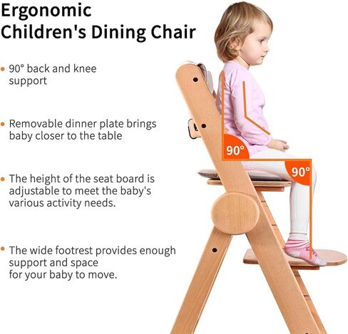 كرسي مرتفع ووسادة من أرنب رستلر مع صينية، كراسي عالية خشبية قابلة للتحويل للأطفال الرضع والصغار، كرسي مرتفع قابل للطي مع حزام أمان بخمس نقاط، سهل التنظيف، 6 أشهر حتى 200 رطل in Kuwait