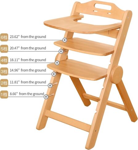 كرسي مرتفع ووسادة من أرنب رستلر مع صينية، كراسي عالية خشبية قابلة للتحويل للأطفال الرضع والصغار، كرسي مرتفع قابل للطي مع حزام أمان بخمس نقاط، سهل التنظيف، 6 أشهر حتى 200 رطل in Kuwait