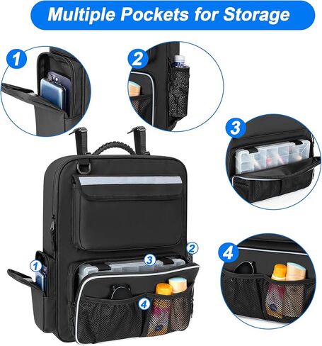 منظمات وتخزين القوارب المقاومة للماء من GRAOSO، حقيبة حمل للمقعد الخلفي للقارب بمقبض مطاطي وحزام خلفي قابل للتعديل، جيوب متعددة لإكسسوارات القوارب، أسود in Kuwait