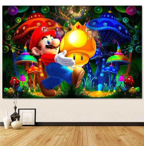 Feyigy Super Mario Tapestry -Mario Room Decor-Mario Birthday Party Supplies - Mario Backdrop -Mario Party Decorations-Kids Room Decor Anime Tapestry 59x40 In in Saudi Arabia