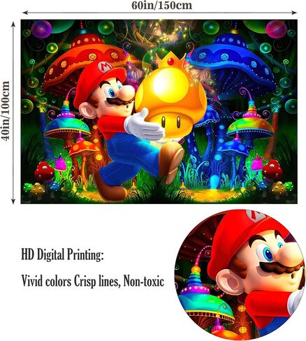 Feyigy Super Mario Tapestry -Mario Room Decor-Mario Birthday Party Supplies - Mario Backdrop -Mario Party Decorations-Kids Room Decor Anime Tapestry 59x40 In in Saudi Arabia