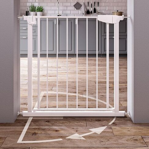 بوابة آمنة للأطفال للمشي من خلال المداخل مع إغلاق تلقائي، تناسب فتحات مقاس 29.9 بوصة - 32.3 بوصة، بوابات معدنية للحيوانات الأليفة للكلاب، طقم تثبيت بالضغط ومجموعة تثبيت على الحائط، المشي عبر بوابات الأطفال للأطفال والصغار in Kuwait