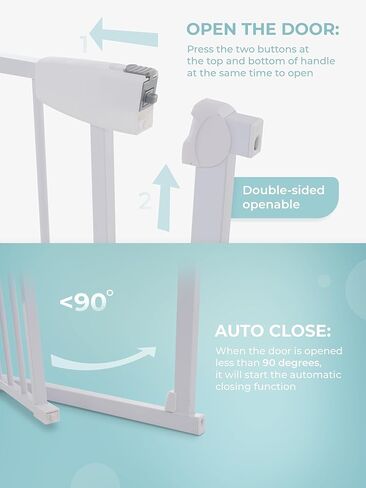 بوابة آمنة للأطفال للمشي من خلال المداخل مع إغلاق تلقائي، تناسب فتحات مقاس 29.9 بوصة - 32.3 بوصة، بوابات معدنية للحيوانات الأليفة للكلاب، طقم تثبيت بالضغط ومجموعة تثبيت على الحائط، المشي عبر بوابات الأطفال للأطفال والصغار in Kuwait