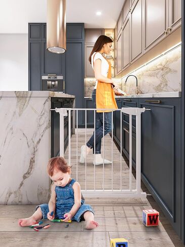 بوابة آمنة للأطفال للمشي من خلال المداخل مع إغلاق تلقائي، تناسب فتحات مقاس 29.9 بوصة - 32.3 بوصة، بوابات معدنية للحيوانات الأليفة للكلاب، طقم تثبيت بالضغط ومجموعة تثبيت على الحائط، المشي عبر بوابات الأطفال للأطفال والصغار in Kuwait