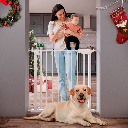 بوابة آمنة للأطفال للمشي من خلال المداخل مع إغلاق تلقائي، تناسب فتحات مقاس 29.9 بوصة - 32.3 بوصة، بوابات معدنية للحيوانات الأليفة للكلاب، طقم تثبيت بالضغط ومجموعة تثبيت على الحائط، المشي عبر بوابات الأطفال للأطفال والصغار in Kuwait