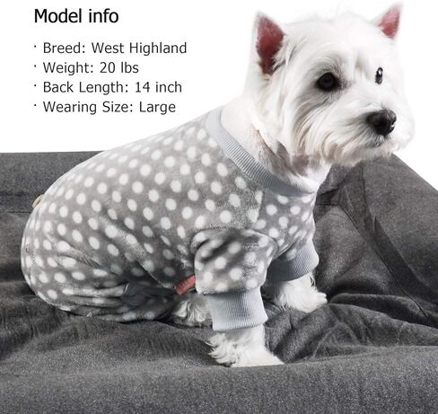 KYEESE Dog Pajamas Polka Dot Soft Material Stretchable Jumpsuit 4 Legs Dogs Pjs Onesie Soft Velvet in Kuwait
